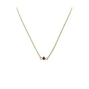 手作りゴールドルビーレイヤリングチョーカーネックレス – 7月の誕生石、レッドジェムストーン – 16インチ、イエローゴールドフィル &...