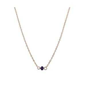 手作りローズゴールドアメジストレイヤリングチョーカーネックレス – 2月の誕生石、パープルジェムストーン – 16インチ、ピンクゴールド...