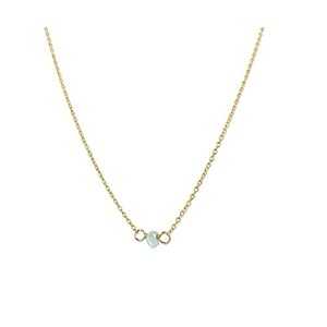 手作りゴールドアクアマリンレイヤリングチョーカーネックレス - 3月の誕生石、宝石 - 16インチ、イエローゴールドフィル - お母さんへの誕生日プレゼント、卒...