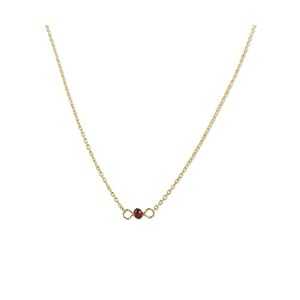 手作りゴールドガーネットレイヤリングチョーカーネックレス – 1月の誕生石、レッドジェムストーン – 16インチ、イエローゴールドフィル...