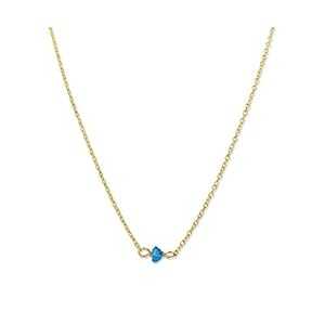 ハンドメイド ゴールド ブルー トパーズ レイヤリング チョーカー ネックレス - 12 月の誕生石、宝石 - 16 インチ、イエローゴールドフィル - 彼女、...