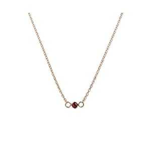 手作りローズゴールドガーネットレイヤリングチョーカーネックレス - 1月の誕生石、レッドジェムストーン - 16インチ、ピンクゴールドフィル - 彼女、女の子、...