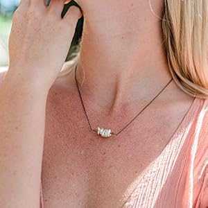 淡水パール ビーズ バー ネックレス ブロンズ - 本物の宝石 Freshwater Pearl Bead Bar Necklace in Bronze - Genuine Gemstone