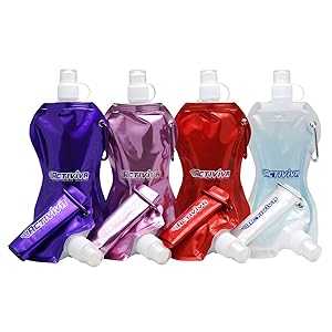 Activiva USA Merchant Collapsible Reusable Water Bottle with Carabiner...