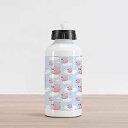 Lunarable Pig Aluminum Water Bottle, Frightened Cartoon Style Pigs Flying Clouds...