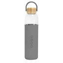 SOMA Glass Water Bottle with Silicone Sleeve, BPA-Free, Gray, 25oz
