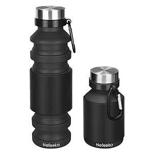Nefeeko Collapsible Water Bottle, Reuseable BPA Free Silicone Foldable...