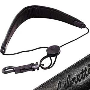 Libretto Junior/Small Neck Padded Sax Strap, Pure Black, Soft Genuine ...