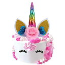 Zoint Rainbow Unicorn Cake Topper Handmade Unicorn Cake Decoration for Birthday Party, Baby Shower and Wedding (Rainbow Horn)