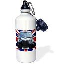 3dRose ロンドン ブラック タクシー タクシー オン 英国国旗 ユニオン ジャックの背景 イギリス グレートブリテン イギリス トラベル スポーツ ウォーターボトル、21 オンス、ホワイト 3dRose London Black Taxi Cab on British Flag Union Jack B