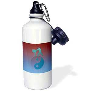 3dRose Karate Yin Sports Water Bottle, 21 oz, Natural