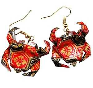 手作り折り紙カニイヤリング、レッドブラックゴールドカラー、星座蟹座誕生日幸運ギフト Dreamscape Studio Handcrafted Origami Paper Crab Earrings, Red Black Gold Color, Zodiac Cancer Birthday Good Luck Gift 手作り折り紙カニイヤリング、レッドブラックゴールドカラー、星座蟹座誕生日幸運ギフト Dreamscape Studio Handcrafted Origami Paper Crab Earrings, Red Black Gold Color, Zodiac Cancer Birthday Good Luck Gift