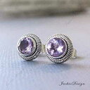 7mm ライトパープル アメジスト スタッド ポスト イヤリング バリ スターリング シルバー JD103 JackieDesign 7mm Light Purple Amethyst Stud Post Earrings Bali Sterling Silver JD103
