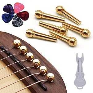 Glomarket㤨Guitar Bridge Pins 6pcs Pure Brass Endpin for Acoustic Guitar 6 Strings Nail Pegs Fixed Cone, Replacement Parts with Bridge Pin Puller Remover & 5 Guitar Picks - KimlongפβǤʤ3,291ߤˤʤޤ