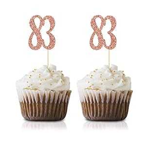 ローズゴールド 83歳の誕生日カップケーキトッパー 24個パック 数字83 グリッター ハッピーバースデーパーティーカップケーキトッパー デコレーション MAGJUCHE Rose Gold 83rd Birthday Cupcake Topper, 24-Pack Number 83 Glitter Happy Birthday Par