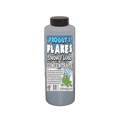 Froggy's Fog Froggy's Flakes Snow Machine Fluid Concentrate, 8 fl. oz, Extra-Dry Formula Snow Fluid with 30 Feet Float/Drop, Makes 1 Gallon Snow Fluid