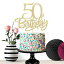 Ewivi Gold Happy 50th Birthday Cake Topper,Hello 50, Cheers to 50 Years,50 &Fabulous Party Decoration (50th)