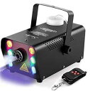 Sunolga ハロウィンフォグマシン、7色の6段階LEDライト、500Wワイヤレスリモコンポータブルスモークマシン、ヒューズ保護付き、ホリデーパーティー、結婚式、ステージクラブバー用 - ブラック Sunolga Halloween Fog Machine,6 Stage LED Lights with 7 Colors