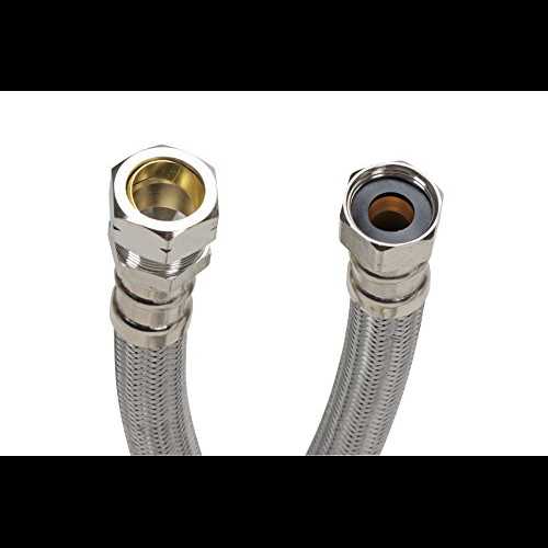 Fluidmaster B4H24 Water Heater Connector, Braided Stainless Steel - 3/4 Female Iron Pipe x 3/4 Compression Coupling, 24-Inch Length Fluidmaster B4H24 Water Heater Connector, Braided Stainless Steel - 3/4 Female Iron Pipe x 3/4 Compression Coupling, 24-Inch Length