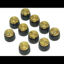 KAISH 10pcs Guitar AMP Amplifier Push on fit Knobs Black with Gold Aluminum Cap Top Fits 6mm diameter Pots Marshall Amplifiers(2)