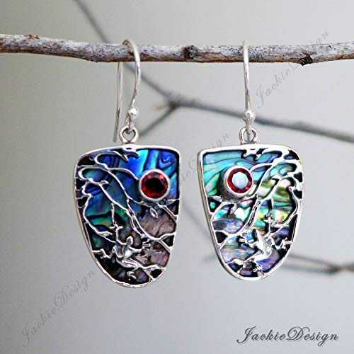 レッドムーンガーネットブランチバリスターリングシルバーイヤリングJD21 JackieDesign Red Moon Garnet Branch Bali Sterling Silver Earrings JD21
