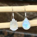 ナチュラル レインボー ムーンストーン 925 ソリッド スターリング シルバー ダングル イヤリング 長さ 25 mm Natural Rocks by Kala Natural Rainbow Moonstone 925 Solid Sterling Silver Dangle Earrings 25mm long
