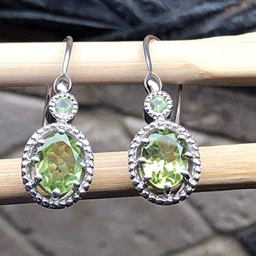 ナチュラル 2ct ペリドット 925 ソリッド スターリング シルバー イヤリング 30mm Natural Rocks by Kala Natural 2ct Peridot 925 Solid Sterling Silver Earrings 30mm