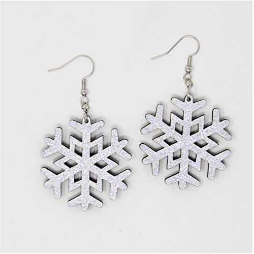 スノーフレークダングルイヤリング 輝く木製手描きの環境に優しいファッション Telestic Design Snowflake Dangle Earrings Sparkle Wooden Hand-ted Eco-Friendly Fashion