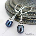 9mm ピーコック パール ドロップ バリ スターリング シルバー イヤリング JD202 JackieDesign 9mm Peacock Pearl Drop Bali Sterling Silver Earrings JD202