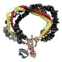 ボヘミアン カフ ブレスレット 4 連銅黒瑪瑙蛇紋石ヘマタイト ベア OOAK Meredithbead Boho Cuff Bracelet Four Strands Copper Black Agate Serpentine Hematite Bear OOAK
