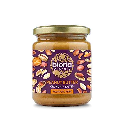 Biona Organic Peanut Butter Crunchy (free from Palm Fat) 250g - Pack of 2