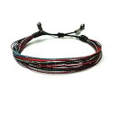 Men's String Bracelet in Black, Red, Turquoise, Plum and Gray with Hematite Ston...