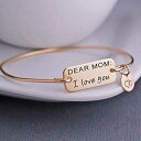 Dear Mom I Love You バングルブレスレット、ゴールドママジュエリー、お母さんへの母の日ギフト Love, Georgie Dear Mom I...