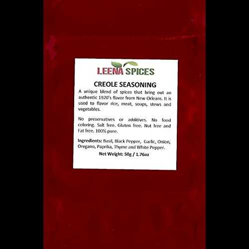 LEENA SPICES Creole Seasoning Marinade - Gluten Free Rub - Original Blend No Salt Or Color Mix Enjoy Authentic And Pure Quality Spice.