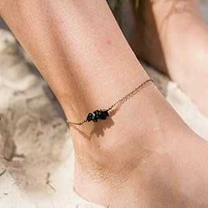 ブラック オニキス ビーズ バー アンクレット ブロンズ - 本物の宝石 Luna Tide Black Onyx Bead Bar Anklet in Bronze - Genuine Gemstone ブラック オニキス ビーズ バー アンクレット ブロンズ - 本物の宝石 Luna Tide Black Onyx Bead Bar Anklet in Bronze - Genuine Gemstone