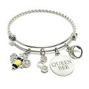 Pammytail Queen Bee Charm Bracelet Expandable Bangle Braided Stainless Steel Hon...