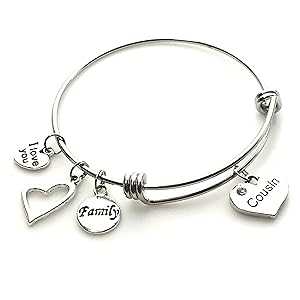 カズン チャーム ブレスレット ファミリー ギフト ステンレススチール 拡張可能バングル Pammytail Cousin Charm Bracelet Family Gift Stainless Steel Expandable Bangle カズン チャーム ブレスレット ファミリー ギフト ステンレススチール 拡張可能バングル Pammytail Cousin Charm Bracelet Family Gift Stainless Steel Expandable Bangle