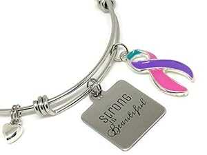 強いことは美しい: 甲状腺がん啓発バングル ブレスレット Peridot RISING Strong is Beautiful: Thyroid Cancer Awareness Bangle bracelet