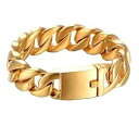 Forziani メンズ 16mm 厚さ マイアミ キューバ リンク ブレスレット ゴールド - 最高品質 18K ゴールドメッキ ステンレススチール チャンキ...