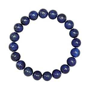 Forziani 10mm ラピスラズリ ビーズ ブレスレット メンズ - 繁栄と知恵 - 高品質ストレッチ ネイビー ブルー ジェムストーン ビーズ メンズ ブレスレット サイズ M - 米国製 ギフトボックス付き Forziani 10mm Lapis Lazuli Beaded Bracelet for