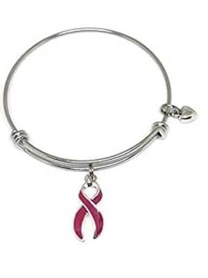 バーガンディ アウェアネス リボン バングル ブレスレット Peridot RISING Burgundy awareness ribbon bangle bracelet バーガンディ アウェアネス リボン バングル ブレスレット Peridot RISING Burgundy awareness ribbon bangle bracelet