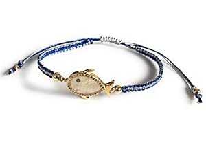 サマービーチフィッシュチャームマクラメシルバーブレスレット Sifrimania Summer Beach Fish Charm Macrame Silver Bracelet