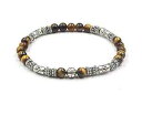 タイガーアイとスターリングシルバーのブレスレット、バリビーズブレスレット、メンズタイガーアイブレスレット Kartini Studio Tiger's Eye and Sterling Silver Bracelet, Bali Beads Bracelet, Men's Tiger's eye Bracelet