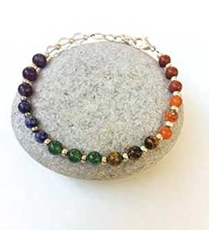 チャクラ天然宝石ビーズ調節可能な手作りブレスレット SPIRALICA Chakra natural gemstones beaded adjustable handmade bracelet