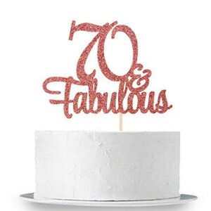INNORUキラキラ70＆ファビュラスケーキトッパー-ナンバー70サイン-ハッピー70周年70周年記念パーティーデコレーションローズゴールド INNORU Glitter 70 & Fabulous Cake Topper - Number 70 Sign - Happy 70th Birthday 70th Anniversary Party Decorat