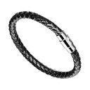 Forziani 本物の編組ブラックレザーブレスレット男性用 - ステンレススチール製磁気閉鎖付き本革ブレスレット - サイズ M - ギフト包装付き Forz...