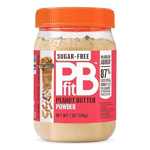 PBfit No Sugar Added, Peanut Butter Powder, Powdered Peanut Spread from Real Roasted Pressed Peanuts, 7 Ounce PBfit No Sugar Added, Peanut Butter Powder, Powdered Peanut Spread from Real Roasted Pressed Peanuts, 7 Ounce