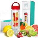 Savvy Infusion Water Bottles - Fruit Infuser Bottle with Unique Leak Proof Silic...