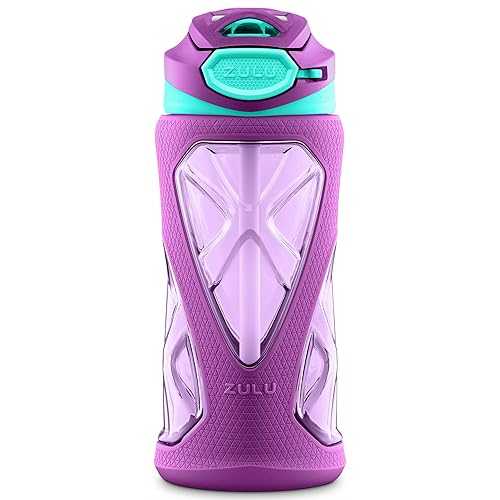 ZULU Torque 16oz Plastic Kids Water Bottle with Silicone Sleeve and Le...