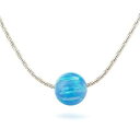 AVNIS Silver - Blue Opal, Opal Bead Necklace Ball Stone 14k Gold Filled Cable Wi...